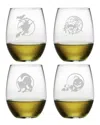 Susquehanna Set Of 4 Halloween Circle Icons Assortment Stemless Wine Glasses
