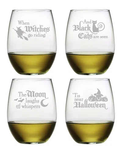 Susquehanna Set Of 4 Halloween Verse Assortment Stemless Wine Glasses