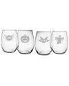 Susquehanna Set Of 4 Scary Creatures Assortment Stemless Wine Glasses