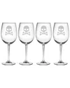 Susquehanna Set Of 4 Skull & Crossbones Wine Glasses