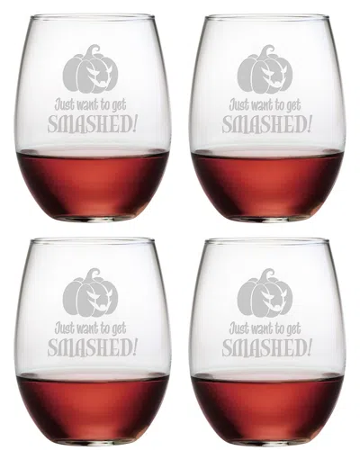Susquehanna Set Of 4 Smashed Stemless Wine Glasses