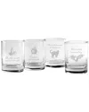 Susquehanna Set Of 4 Toil & Trouble Assortment Rocks Glasses