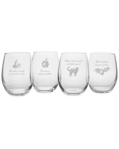 Susquehanna Set Of 4 Toil & Trouble Assortment Stemless Wine Glasses