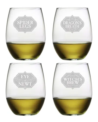 Susquehanna Set Of 4 Witch's Brew Assortment Stemless Wine Glasses