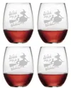 Susquehanna Set Of 4 Witch Way To Salem Stemless Wine Glasses
