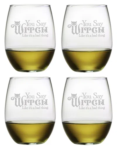 Susquehanna Set Of 4 You Say Witch Stemless Wine Glasses