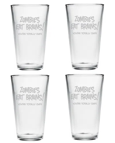 Susquehanna Set Of 4 Zombies Eat Brains Pint Glasses