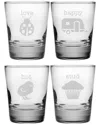 Susquehanna Set Of Four 13.25oz Pet Names Heavy Based Double Old Fashioned Glasses