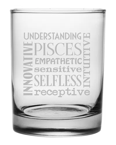 Susquehanna Set Of Four 14oz Pisces Words Rocks Glasses