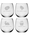 Susquehanna Set Of Four 16.75oz Easter Fun Stemless Wine Glasses
