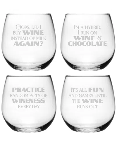 Susquehanna Set Of Four 16.75oz Random Acts Of Wineness Stemless Wine Glasses