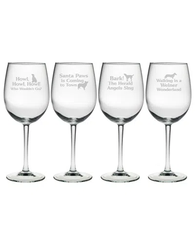 Susquehanna Set Of Four 19oz Canine Carols Ap Wine Glasses