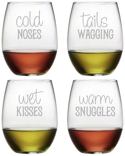 Susquehanna Set Of Four 21oz Cold Noses Assortment Stemless Wine Glasses