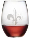 Susquehanna Set Of Four 21oz Fleur De Lis Stemless Wine Glasses