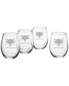 Susquehanna Set Of Four 21oz For Fox Sake Stemless Glasses