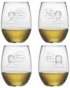 Susquehanna Set Of Four 21oz Retro Woman Stemless Glasses