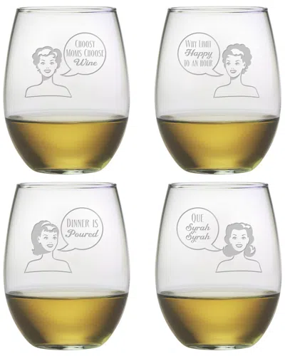 Susquehanna Set Of Four 21oz Retro Woman Stemless Glasses