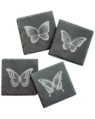 SUSQUEHANNA SUSQUEHANNA SET OF FOUR BUTTERFLY ASSORTMENT SLATE COASTERS