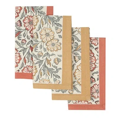 Sustainable Threads Bloom Cotton Napkins – Set Of 4 In Orange,yellow