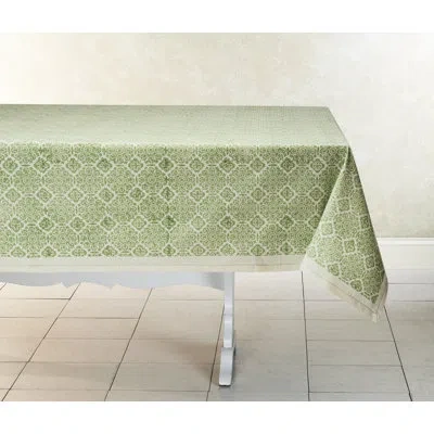 Sustainable Threads Englewood Cotton Tablecloth In Green;cream