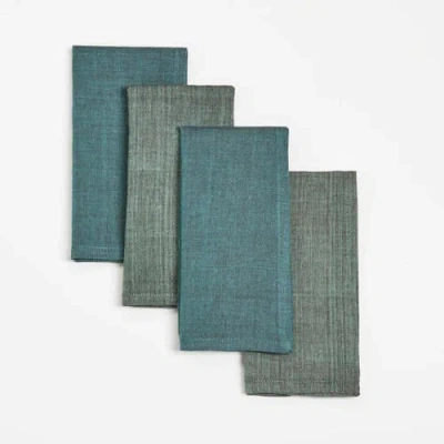Sustainable Threads Palette Handwoven Cotton Napkins In Blue