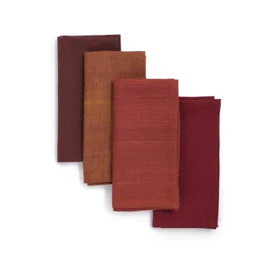 Sustainable Threads Spice Hues Handwoven Napkins – 16" X 16" In Orange;red;brown