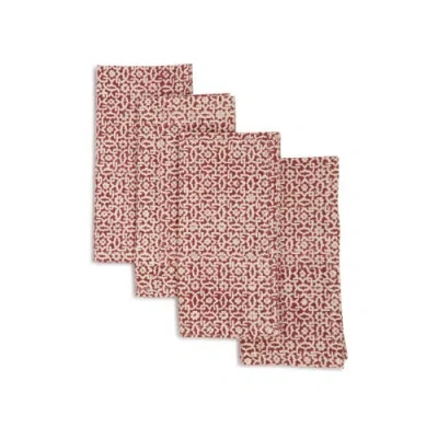 Sustainable Threads Vertex Hand Block Printed Napkins In Red