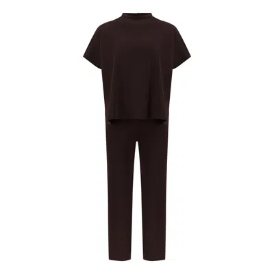 Sustainably U Brown / Black / White Emi Set In Organic Cotton Jersey In Brown/black/white