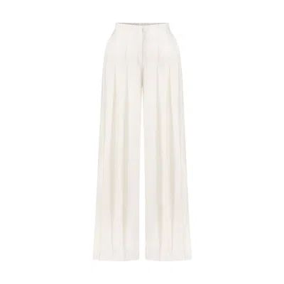Sustainably U Women's White Kiana Linen Pleated Pants