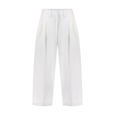 Sustainably U Women's White Palila Barrel Pants In Organic Cotton