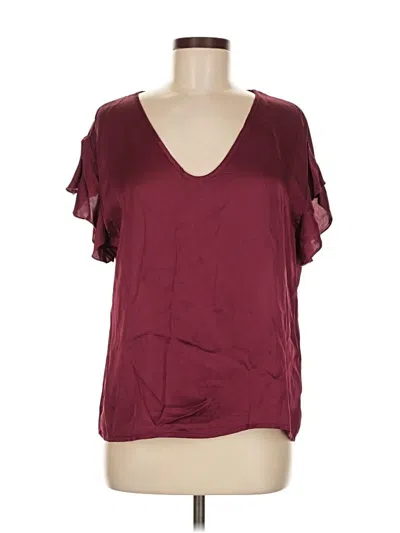 Pre-owned Susy Mix Short Sleeve Blouse In Burgundy