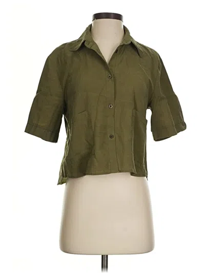Pre-owned Susy Mix Short Sleeve Blouse In Green