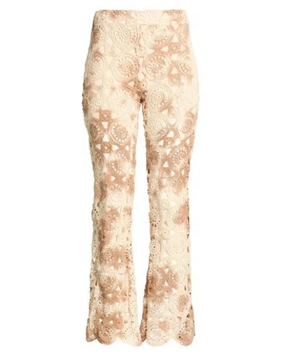 Susy-mix Woman Pants Beige Size M Cotton, Polyamide In Neutral