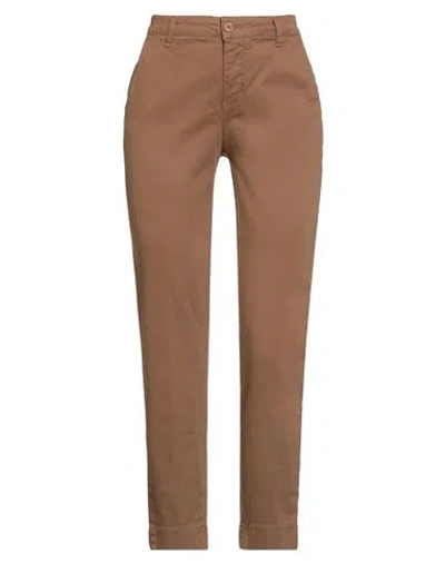 Susy-mix Woman Pants Camel Size 6 Cotton, Elastic Fibres In Sand