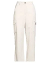 Susy-mix Woman Pants Ivory Size L Polyester, Polyamide, Elastane In White