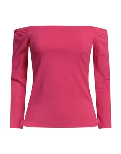 Susy-mix Woman Top Fuchsia Size Onesize Cotton, Elastane In Pink
