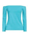 Susy-mix Woman Top Turquoise Size Onesize Cotton, Elastane In Blue