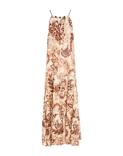 Susy-mix Woman Maxi Dress Beige Size M Linen, Viscose In Neutral