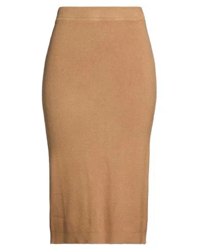 Susy-mix Woman Midi Skirt Camel Size Onesize Viscose, Polyester, Polyamide In Beige