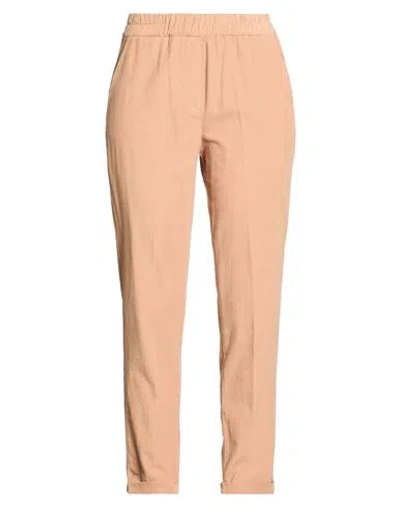 Susy-mix Woman Pants Camel Size 2 Cotton, Elastane In Brown