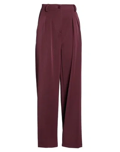 Susy-mix Woman Pants Plum Size S Polyester, Viscose, Elastane In Burgundy