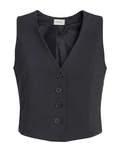 Susy-mix Woman Tailored Vest Charcoal Size M Cotton In Gray