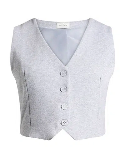 Susy-mix Woman Tailored Vest Light Grey Size M Cotton In Gray