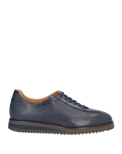 Sutor Mantellassi Man Lace-up Shoes Navy Size 8 Leather In Blue