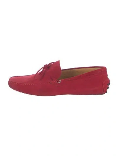 Pre-owned Sutor Mantellassi Suede Drivers In Red