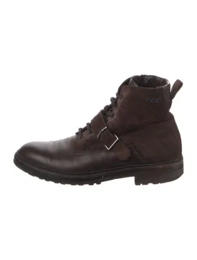 Pre-owned Sutor Mantellassi Suede Lace-up Boots In Brown