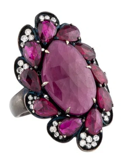 Pre-owned Sutra 18k Ruby & Diamond Cocktail Ring In Multi