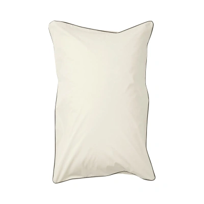Sutram Neutrals / Black / White Pillowcase Pair In Contrast Edge, Canvas With Cinder In Black/white
