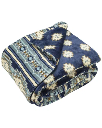Sutton Home Mantolok Printed Velvet Throw In Blue