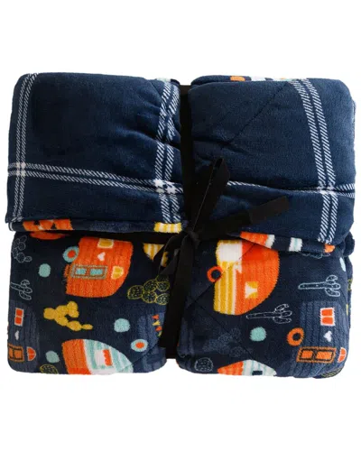 Sutton Home Quilted Velvet To Velvet Throw Blanket In Blue